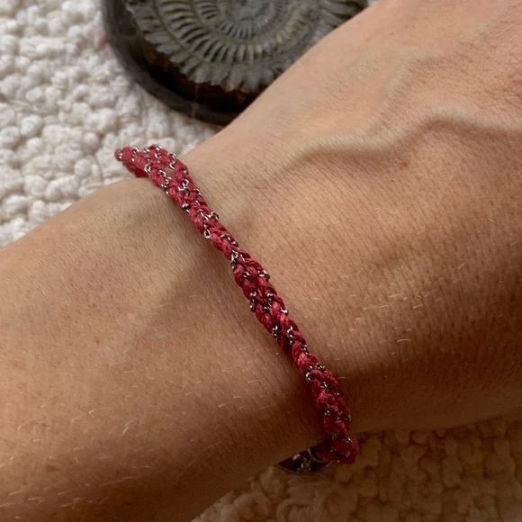 Fossil pink Leather Bracelet Rhinestone Heart - Picture 5 of 6